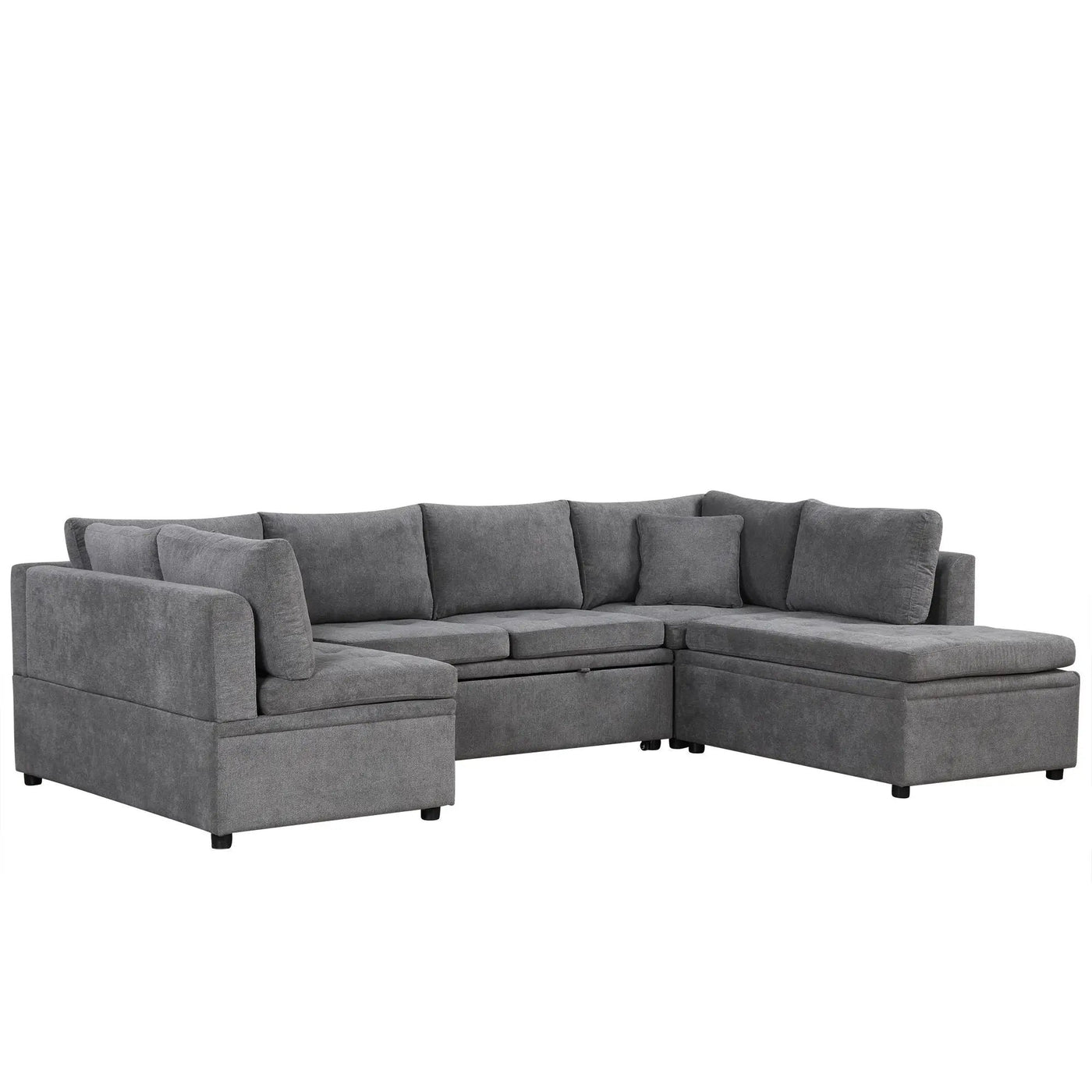 Oversized Sectional Sofa U-Shaped Sofa Couch Pull-Out Sofa Bed With Two Throw Pillows For Living Room by Unique Piece Furniture