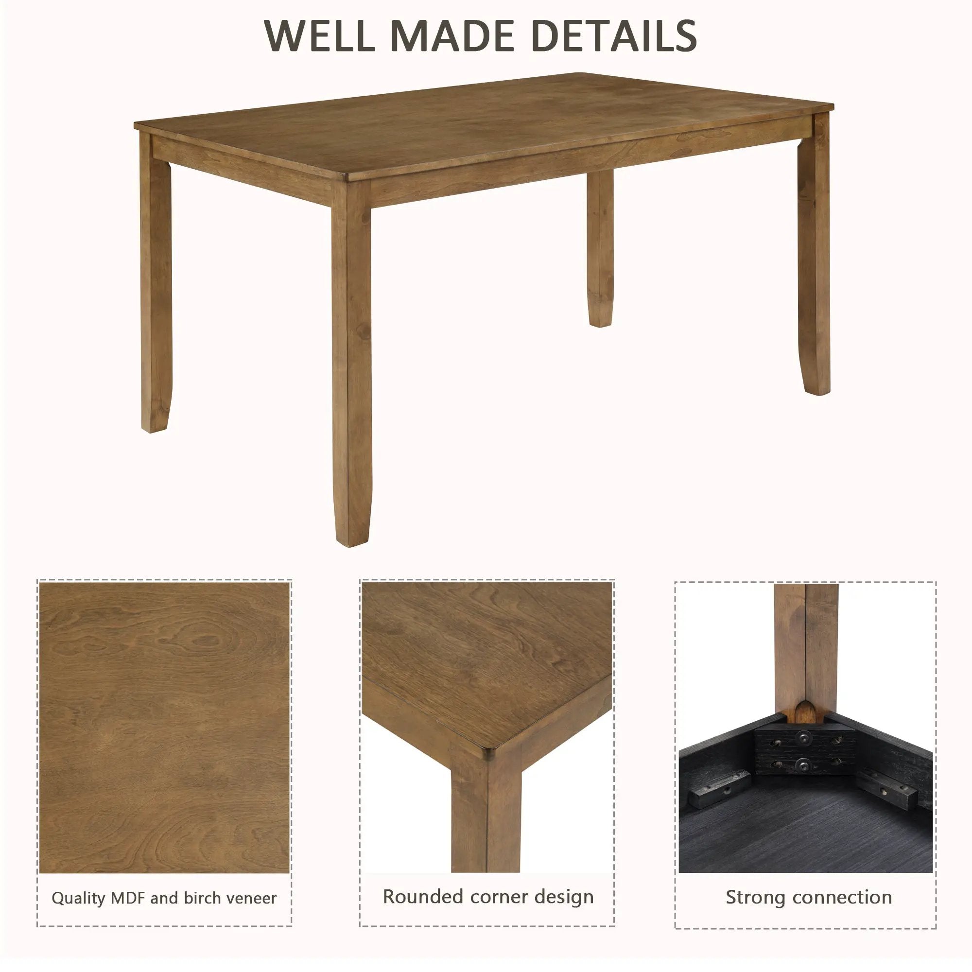 Oak Finish 6-Piece Dining Table Set by HouseOfZazla