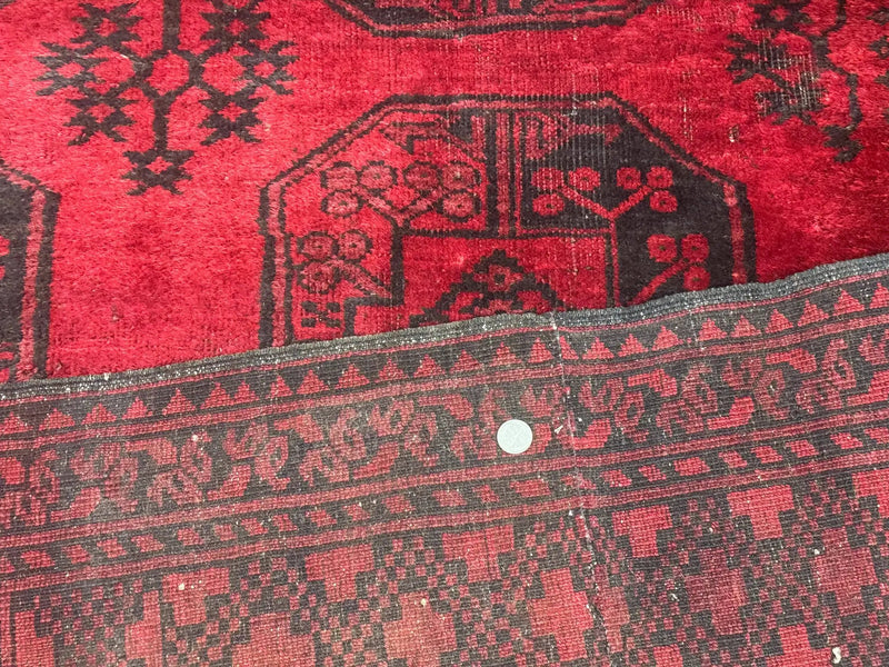 Afghan Turkoman Rug 9x10, Red Beshir Carpet, Tribal, Wool, Antique by Jewel Rugs