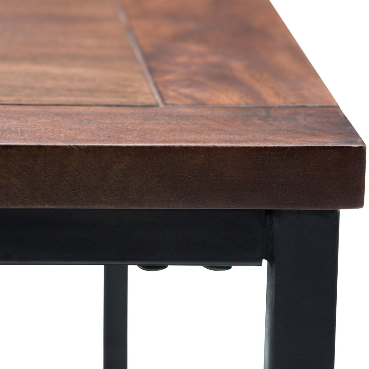 Handcrafted Mango Wood Coffee Table with Metal Frame - Light Brown or Dark Brown, photo 21 of 25