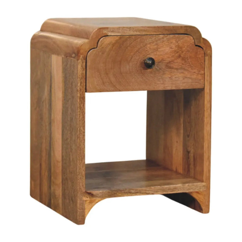Newton Mini Oak-ish Nightstand with a Drawer and Open Shelf by HouseOfZazla