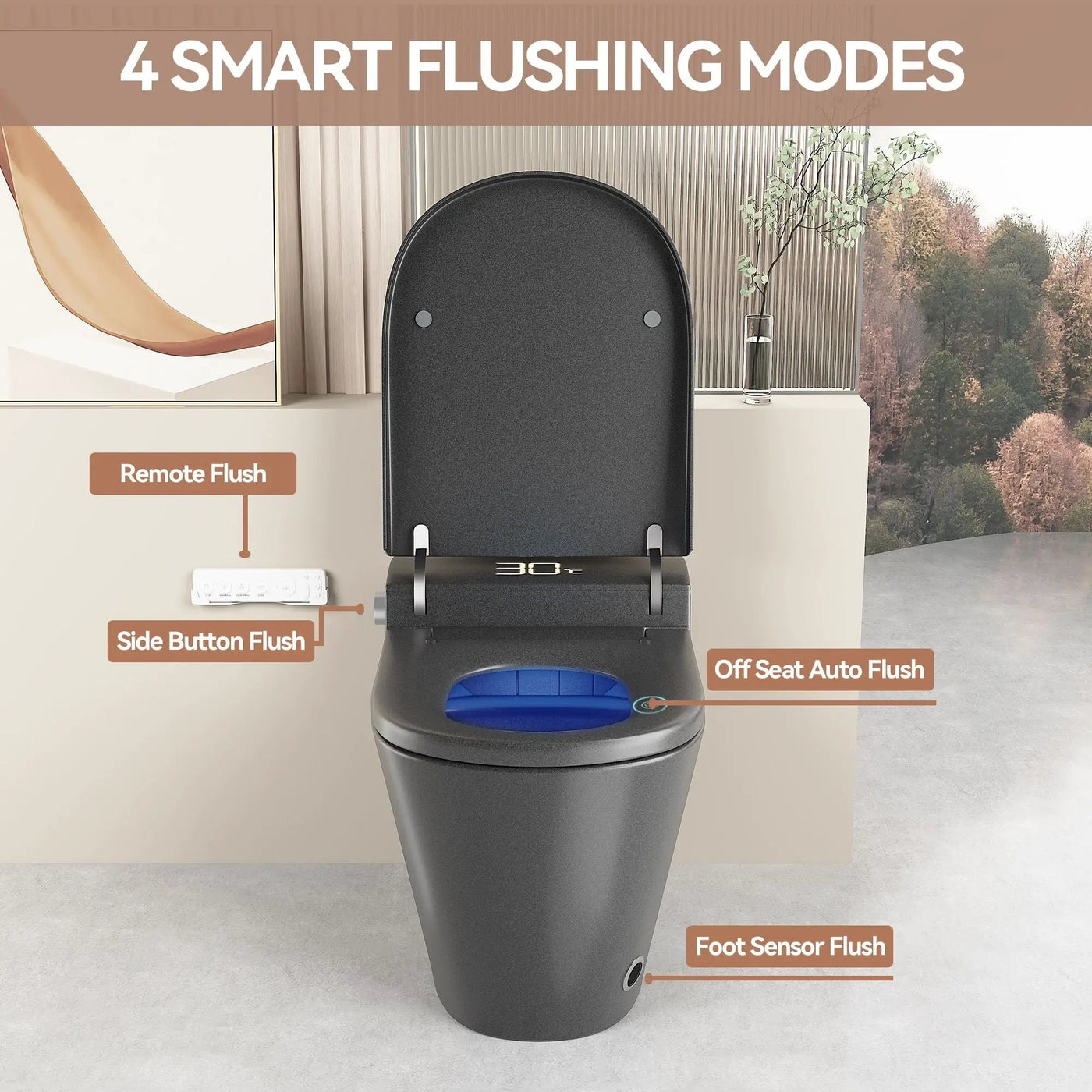Smart Bidet Toilet With Auto Open / Close Seat, Warm Water Wash, Heated Seat, And Wireless Remote Control by HouseOfZazla