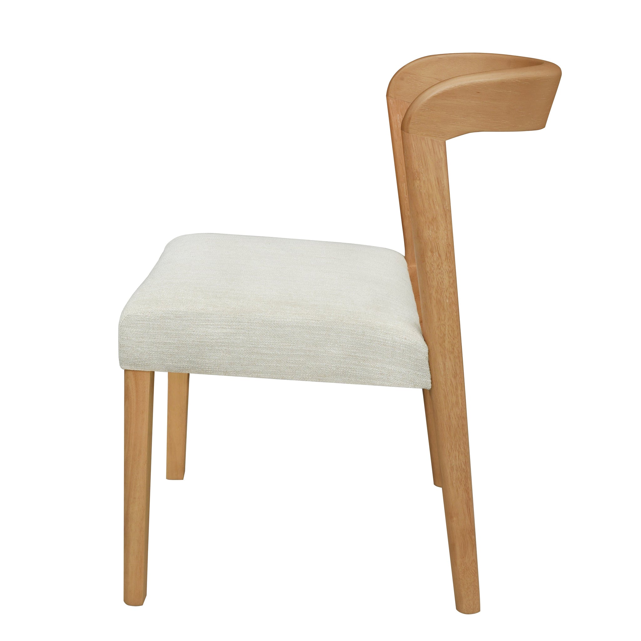 Solid Rubber Wood Dining Chairs (Natural Oak + Beige) Set of 2 by HouseOfZazla