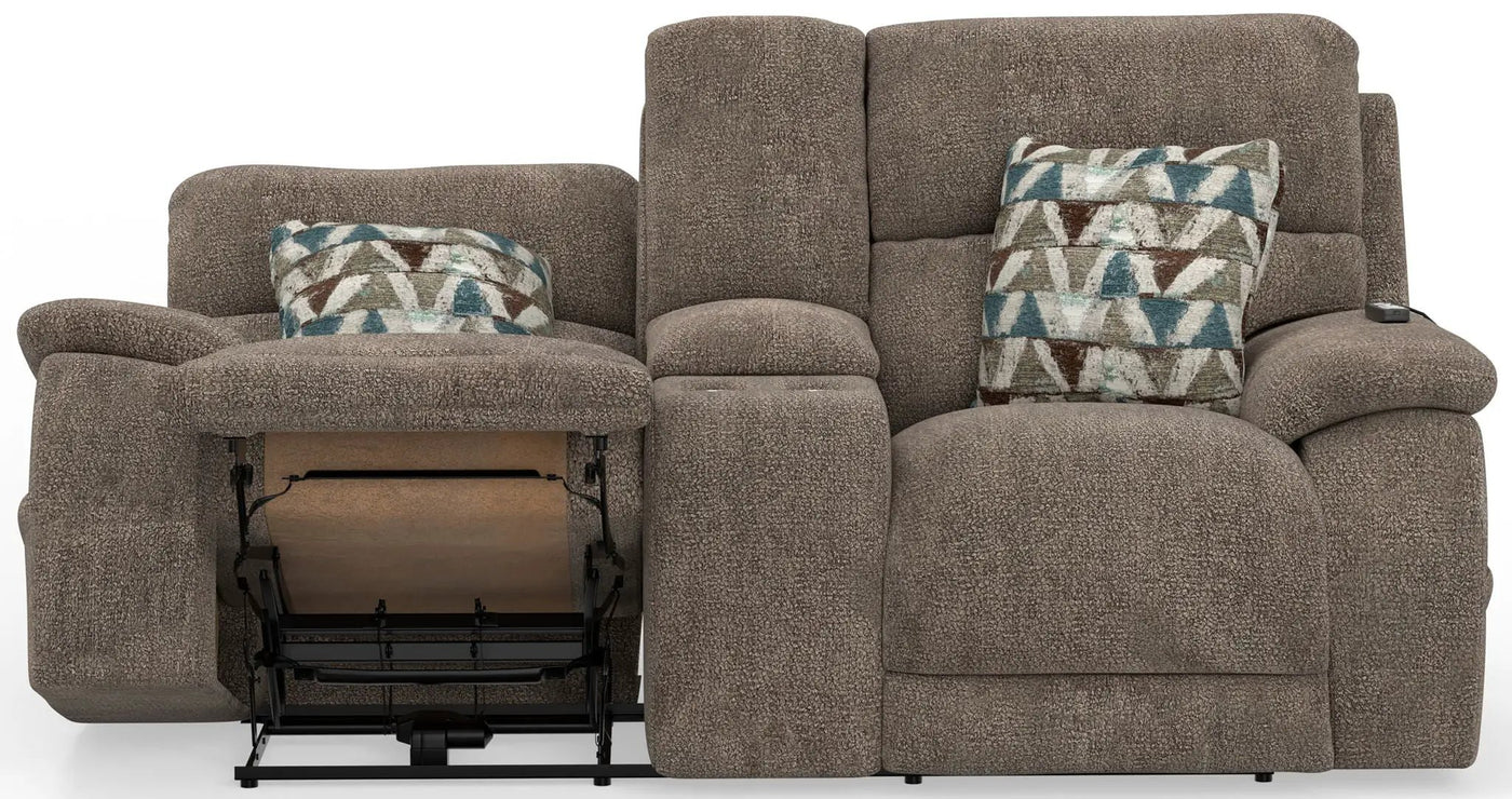 Joya - Power Headrest Power Lay Flat Reclining Console Loveseat With CR3 Heat/Massage/Lumbar/ZG by Unique Piece Furniture