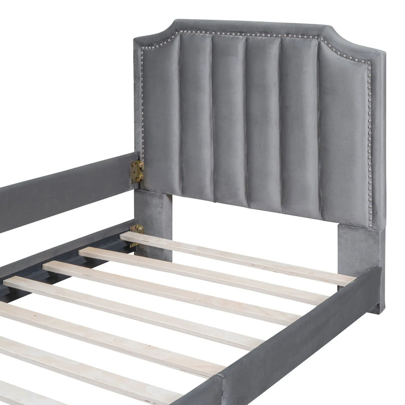 Upholstered Daybed With Classic Stripe Shaped Headboard by HouseOfZazla