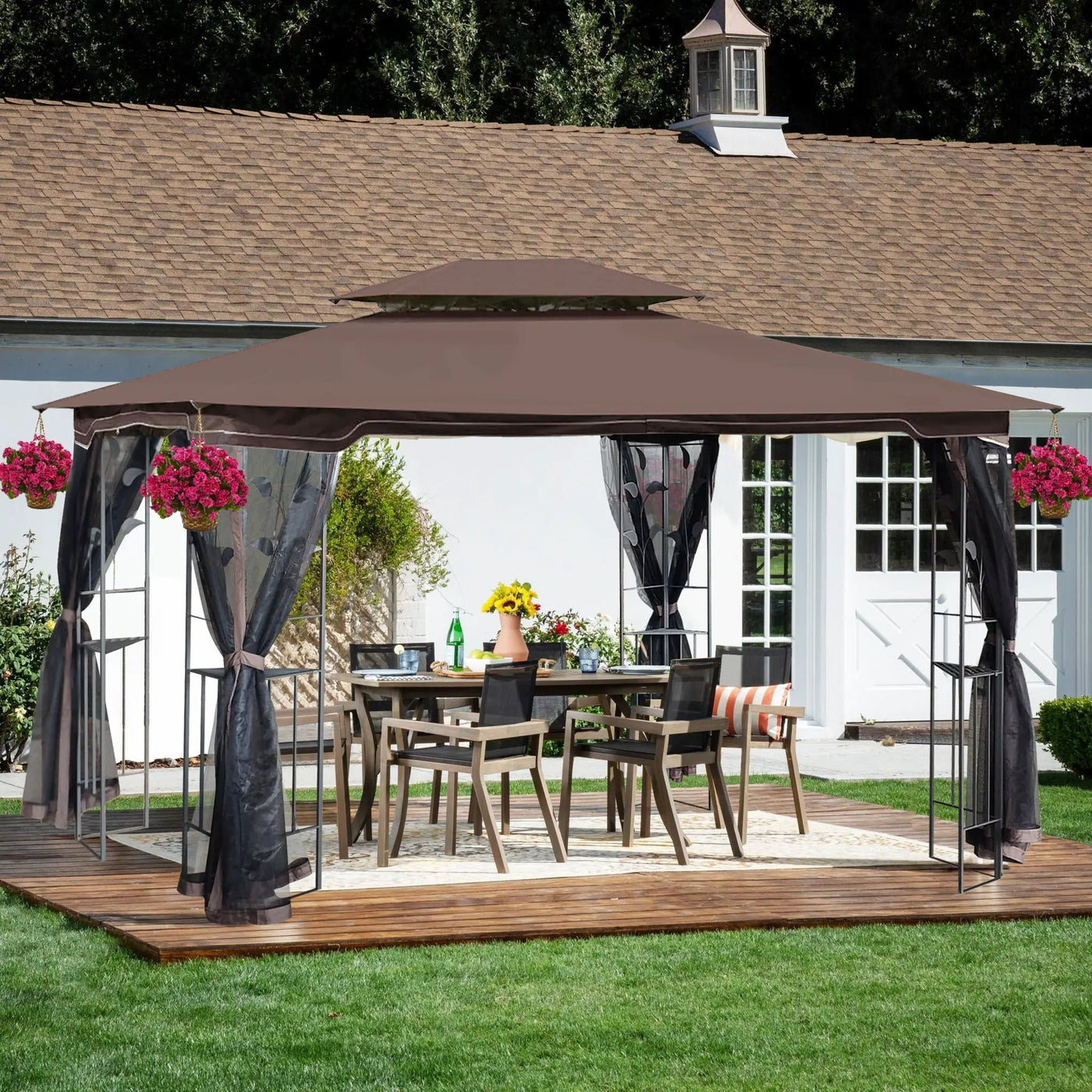 Patio Gazebo Tent With Ventilated Double Roof And Mosquito Net For Backyard Or Garden by HouseOfZazla
