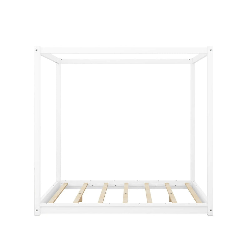 Wood Canopy Platform Bed With Support Legs And Airflow Slats by HouseOfZazla