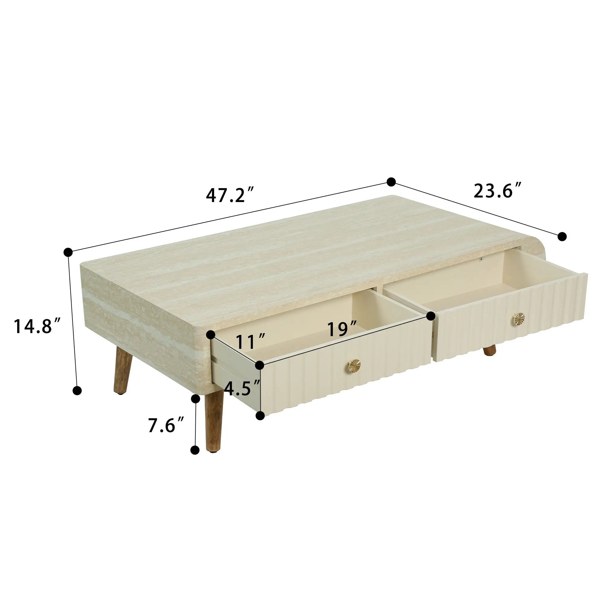 Coffee Table with Veneered Faux Marble Tabletop by HouseOfZazla