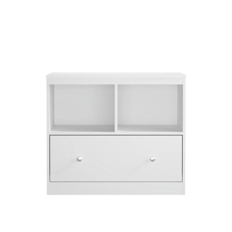 Toy Storage Organizer With Large Drawer And Low Bookshelf For Nursery & Playroom - White by HouseOfZazla