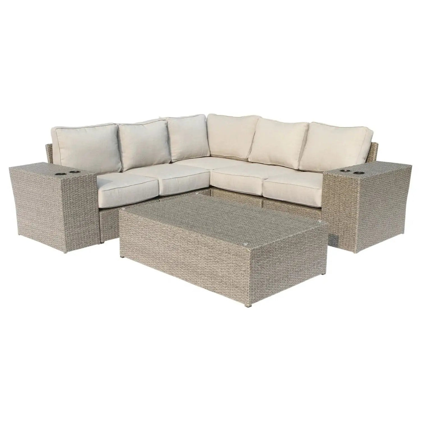 Outdoor Wicker Sectional With Weather Resistant Cushions And Table by Unique Piece Furniture