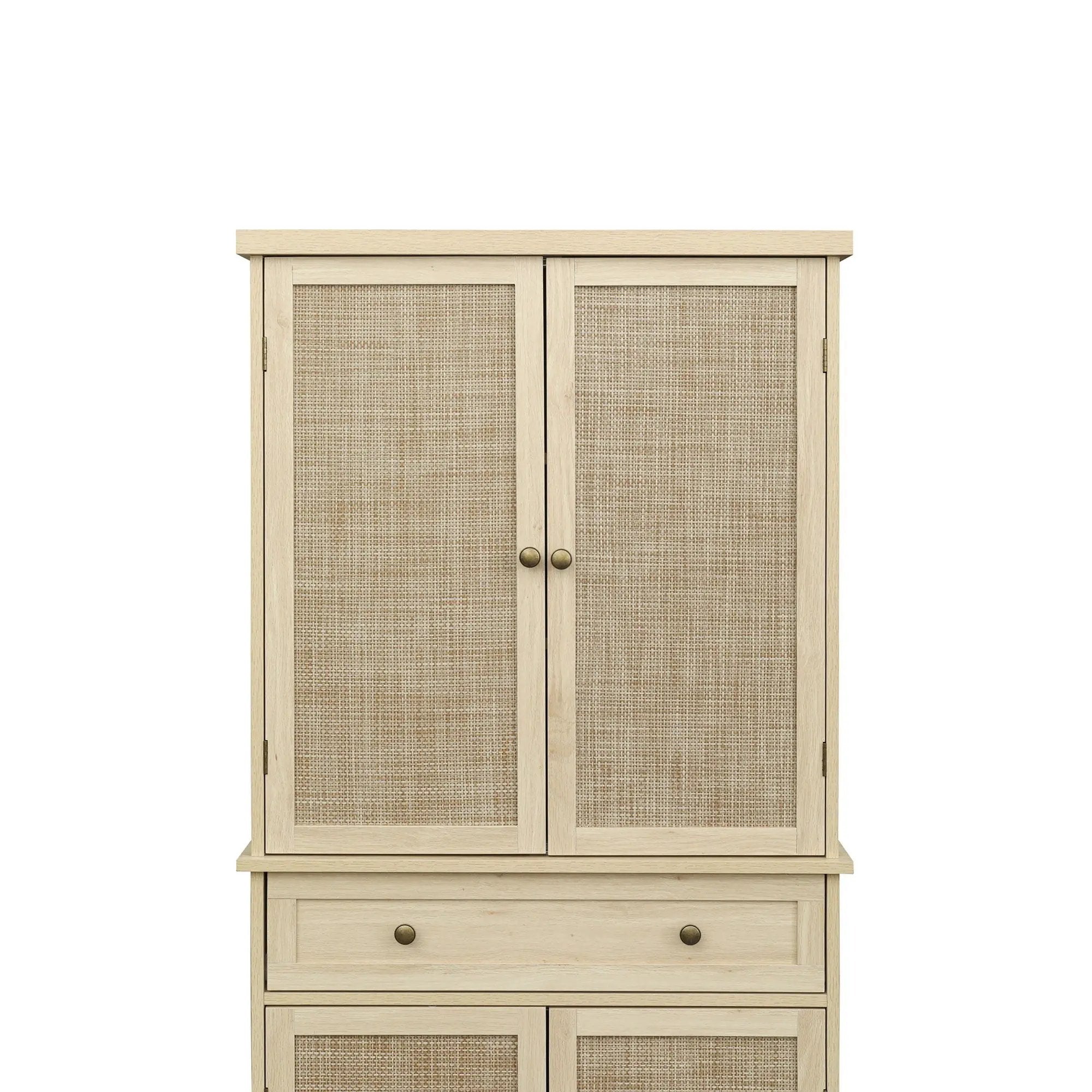 4 Door Storage Cabinet With 1 Drawer And 4 Adjustable Inner Shelves - Natural by HouseOfZazla