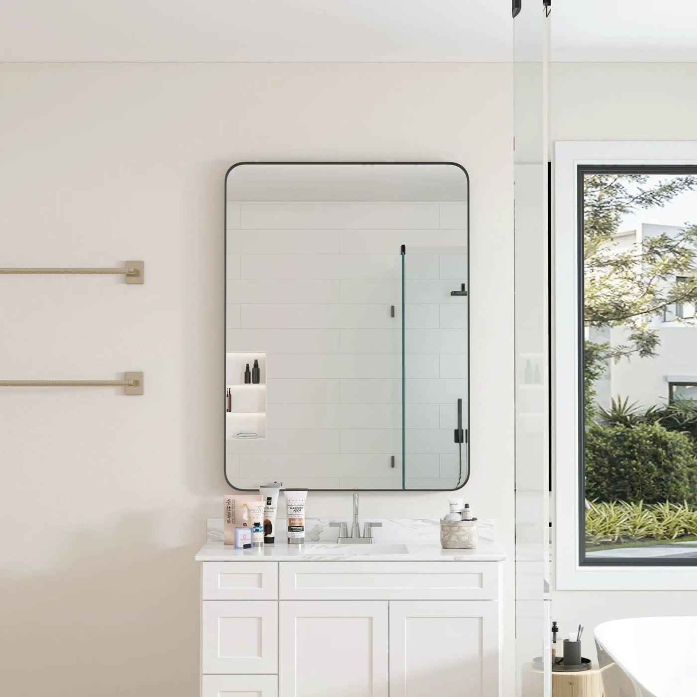 Wall Mirror Rectangular Mirror Metal Framed Mirror Vanity Mirror Dressing Mirror, For Bathroom, Living Room, Bedroom by HouseOfZazla