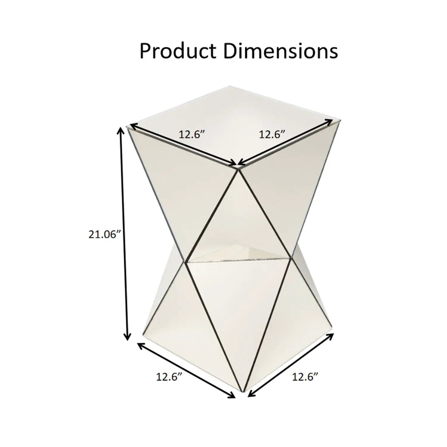 Champagne Mirrored Geometric Side Table by HouseOfZazla
