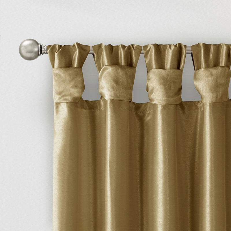 Twist Tab Lined Window Curtain Panel Bronze 50x84 by HouseOfZazla