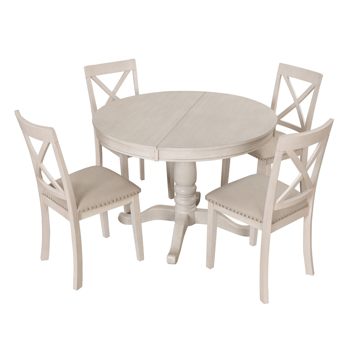 Modern Dining Table Set for 4 with Curved Back Chairs - Beige or Light Brown, photo 26 of 40