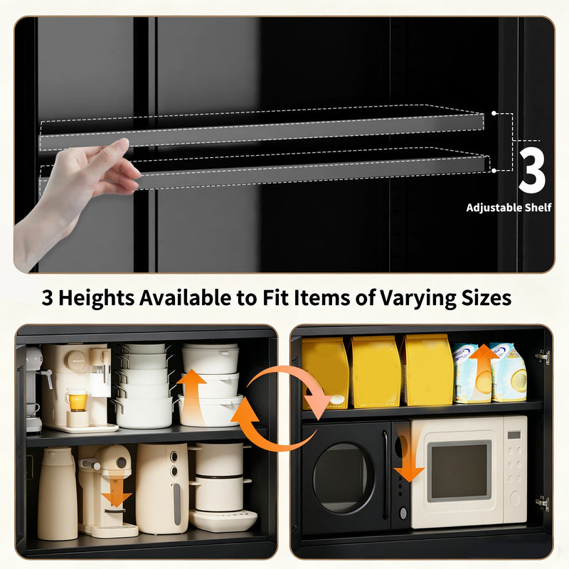 72-Inch High Metal Cabinet with Adjustable Shelves and Drawer - Gray, photo 7 of 10