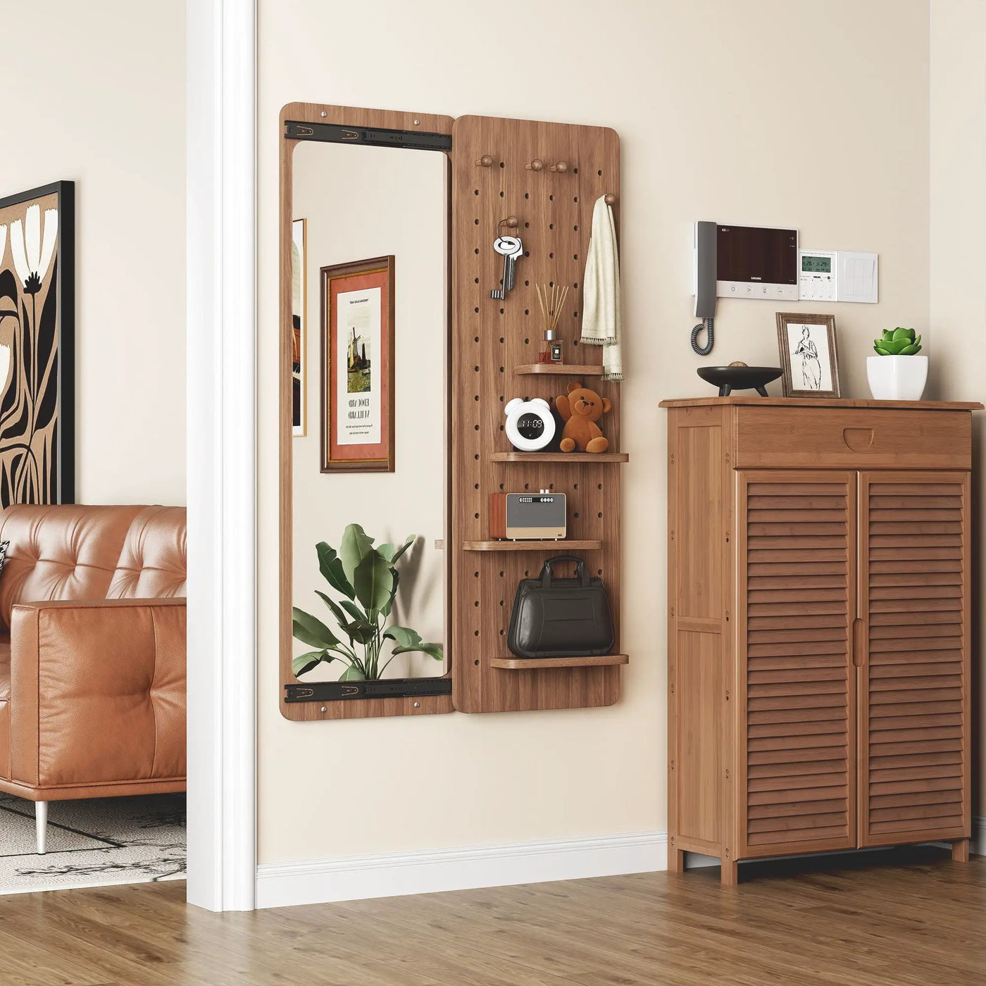 Wall Mounted Full Length Mirror With Shelf And Hook by HouseOfZazla