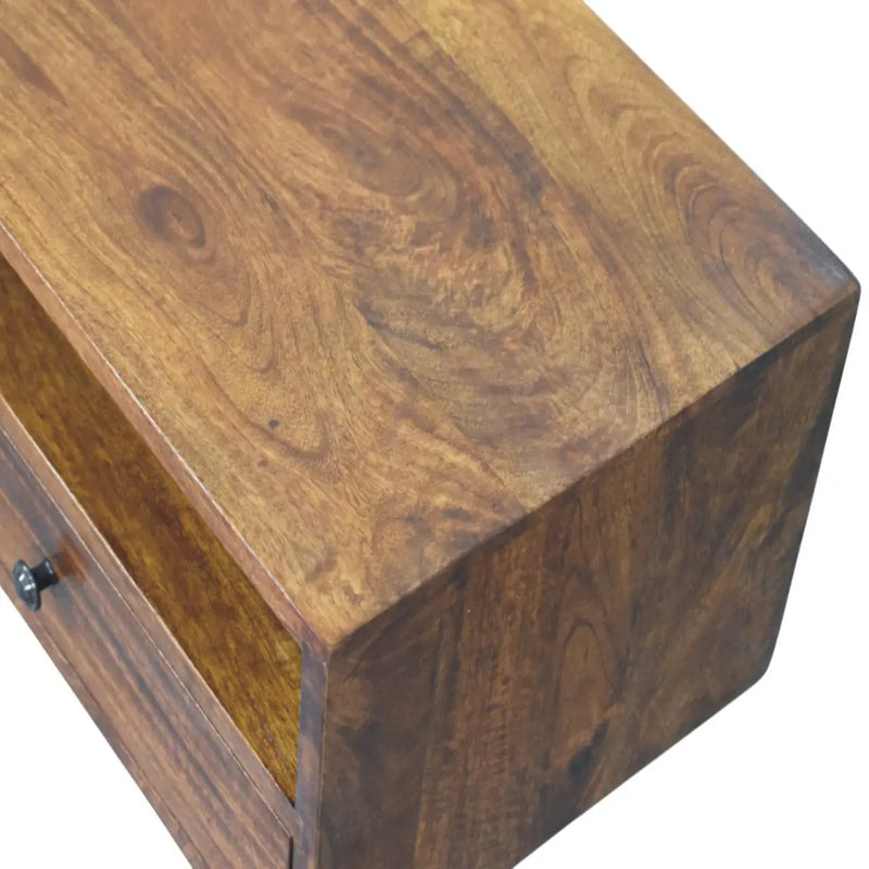 Solid Wood Lunar Wall-Mounted Media Unit, 2-Drawers, Chestnut by HouseOfZazla