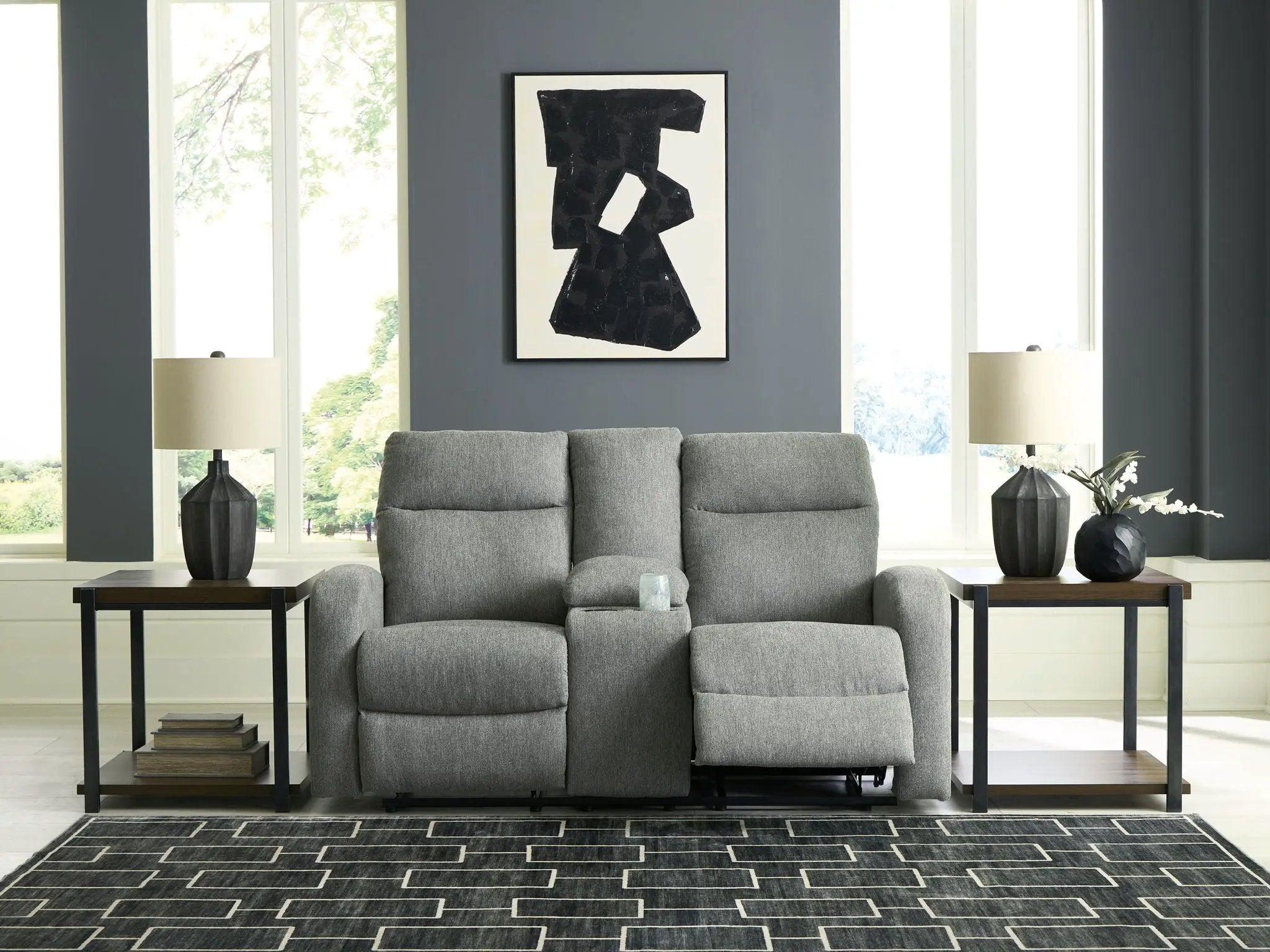 Gauntlet - Double Recline Loveseat With Console - Sterling by Unique Piece Furniture