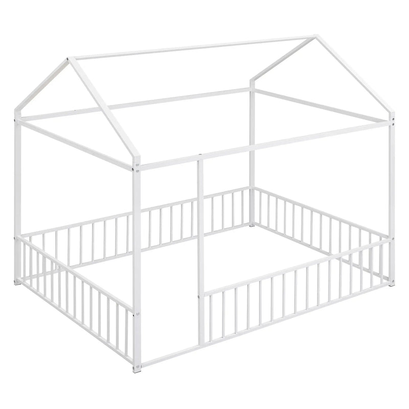 Metal Bed House Bed Frame With Fence by Unique Piece Furniture