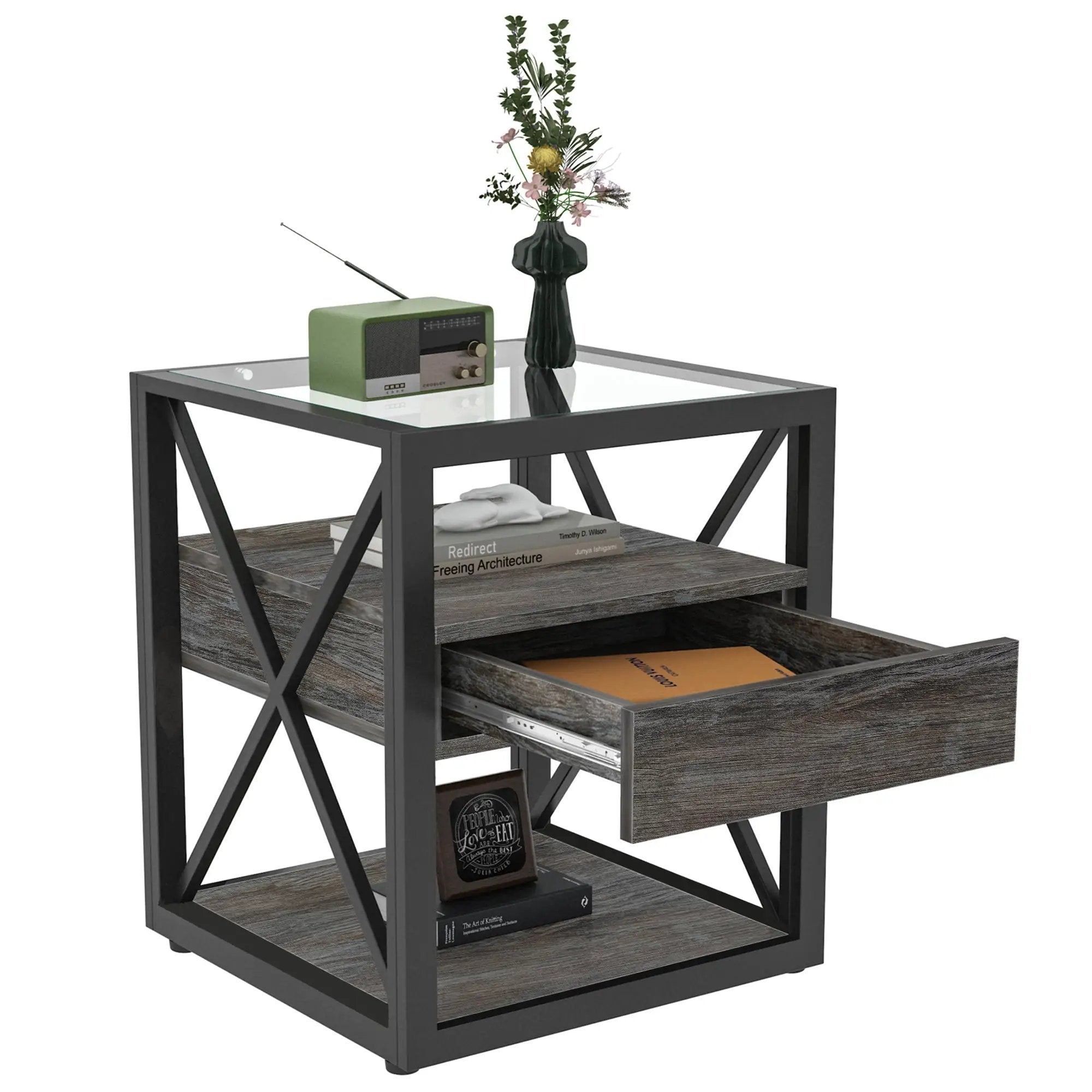 Set of 2 Modern End Tables with Drawer - Nightstands by HouseOfZazla