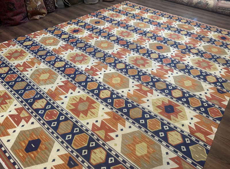 Turkish Kilim Rug 8x11, Handmade, Wool, Nourison Rug by Jewel Rugs