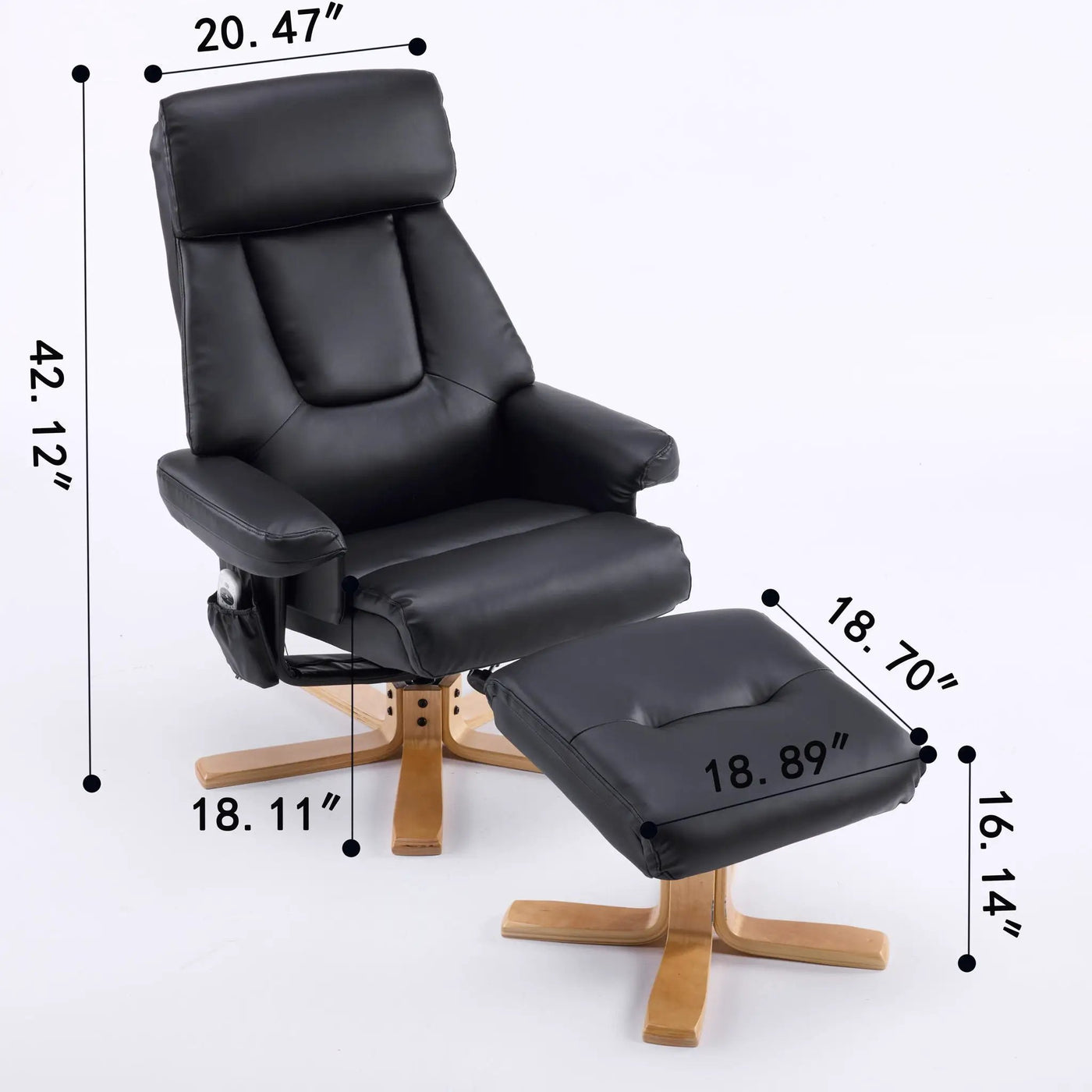 Upholstered Heated Massage 360° Swivel Accent Chair With Ottoman by HouseOfZazla