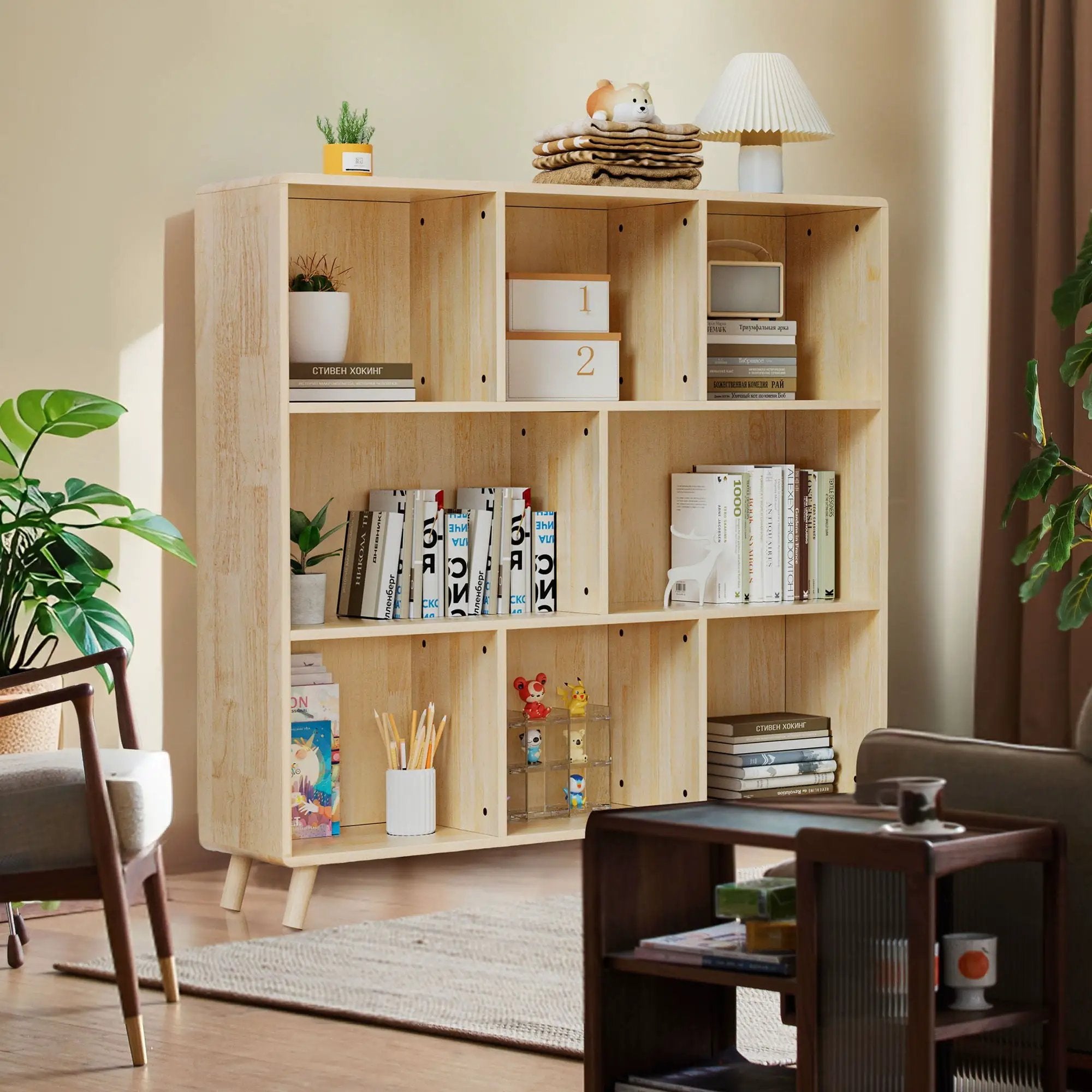 8 Compartment Storage Cabinet With Fixed Shelves For Books - Wood by Unique Piece Furniture