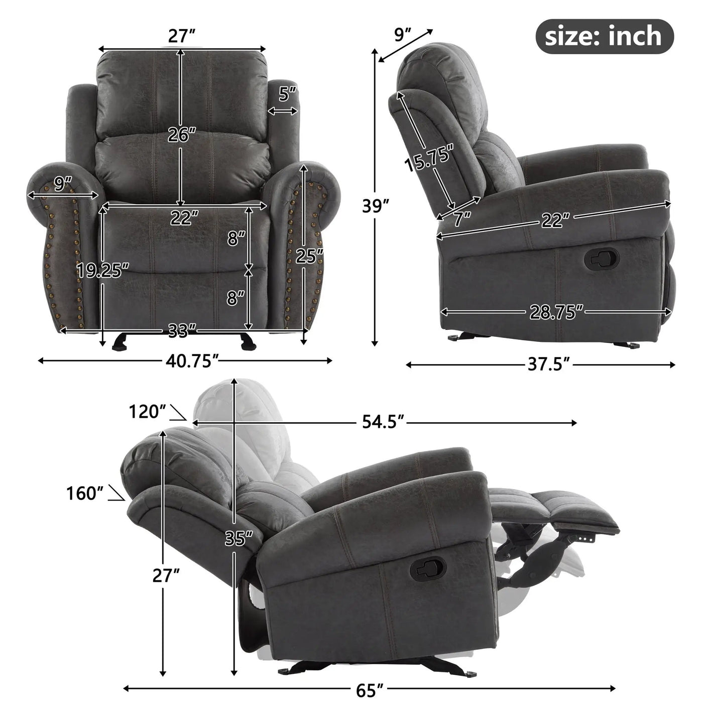 Wide Standard Manual Glider Recliner by Unique Piece Furniture