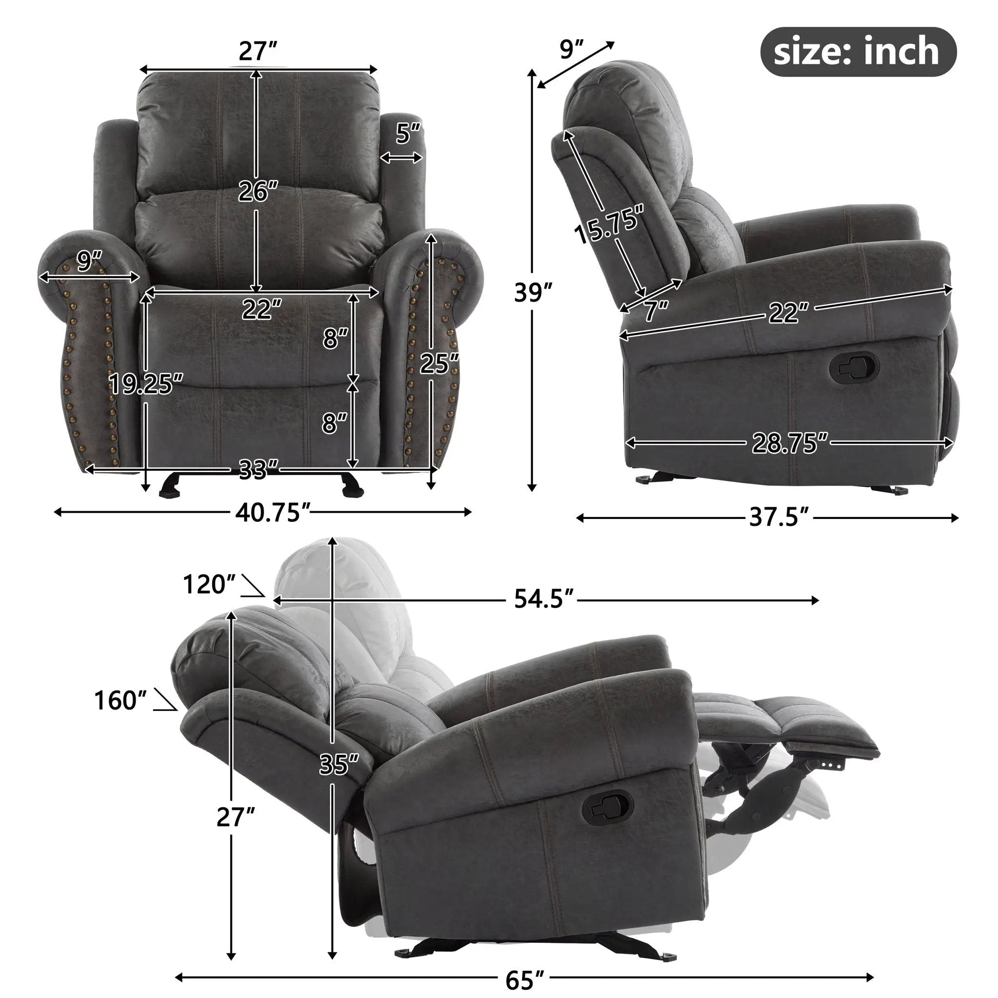 Wide Standard Manual Glider Recliner by Unique Piece Furniture
