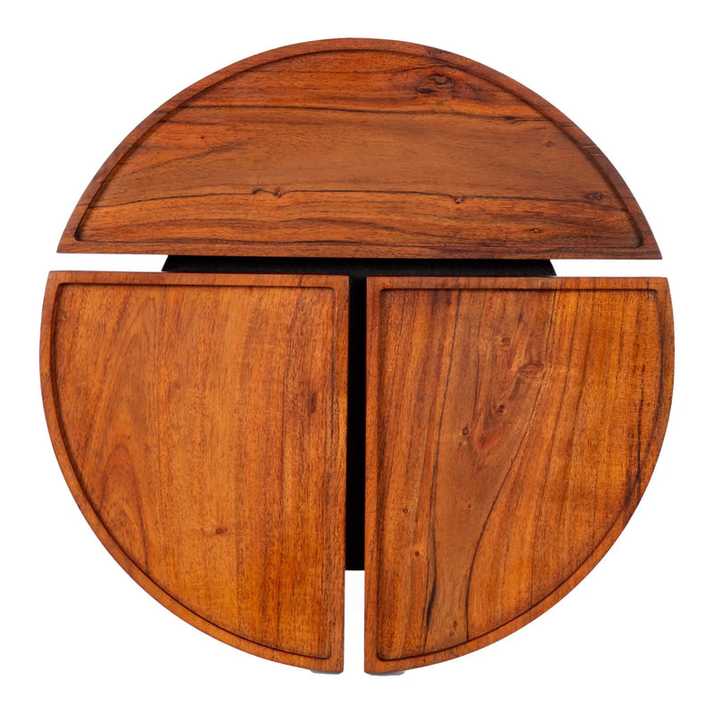 Round Acacia Wood Side Accent Table by BLAKHOM