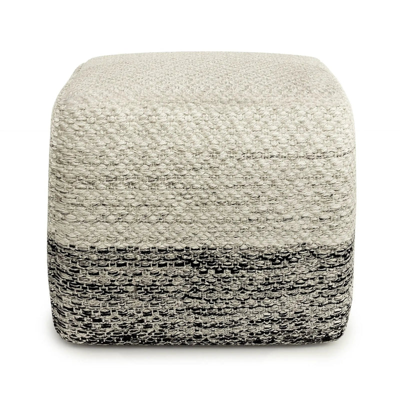 Macie - Square Woven Outdoor / Indoor Pouf - Gray / White by Unique Piece Furniture