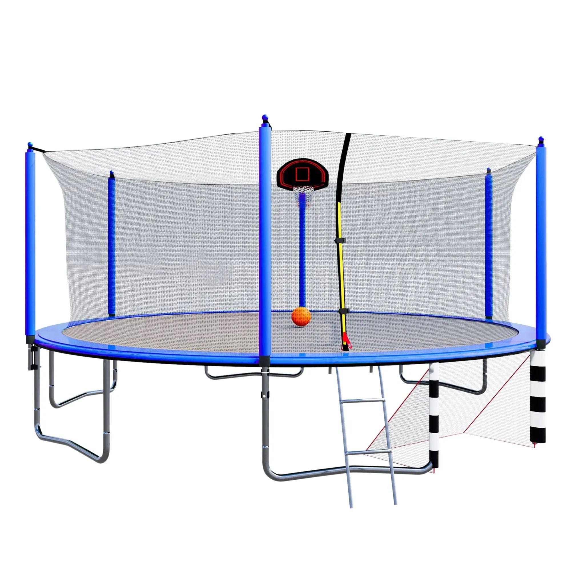 16Ft Trampoline With Basketball Hoop Pump And Ladder (Inner Safety Enclosure) With Soccer Goal by HouseOfZazla