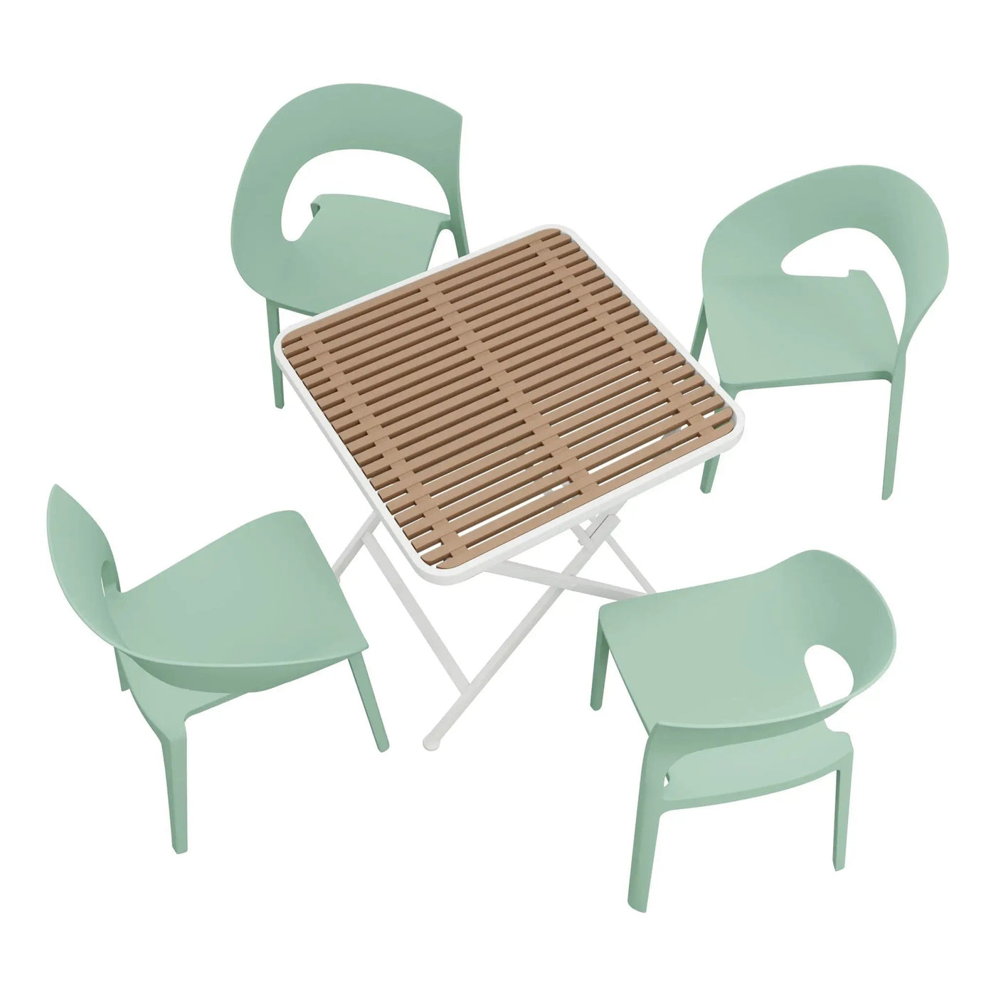 4 Piece Set Of Modern Designed Single Chairs With Folding Square Table by HouseOfZazla