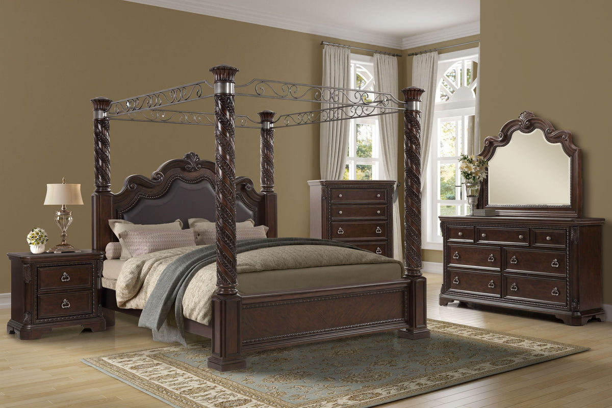 Mahogany Ornate Mirror with Beveled Glass - Mahogany, photo 4 of 5