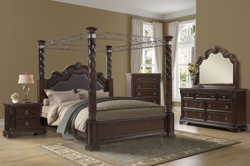 Mahogany Ornate Mirror with Beveled Glass - Mahogany, photo 4 of 5