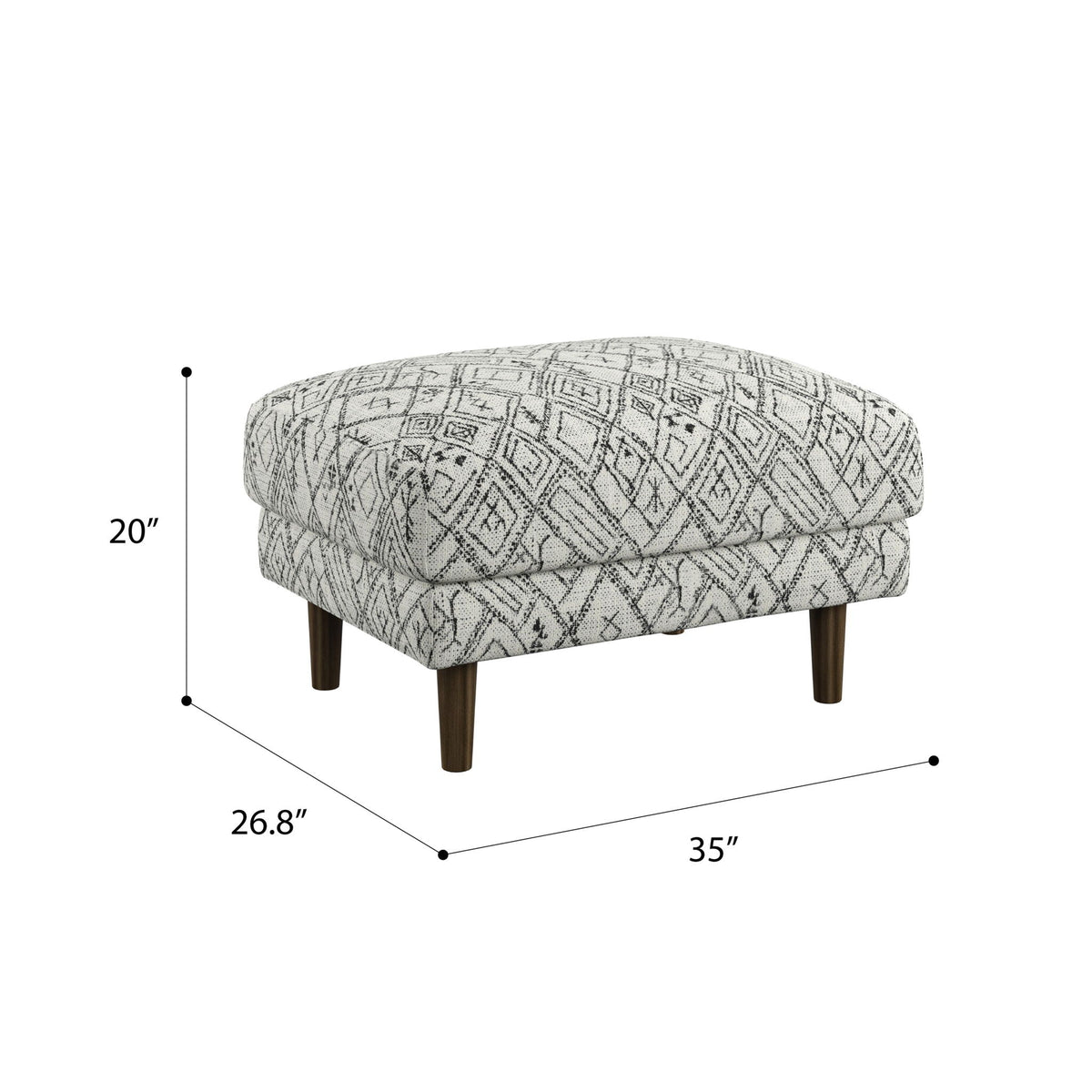 Abstract Ottoman - Upholstered Ottoman with Engineered Wood Frame - Black, photo 6 of 7