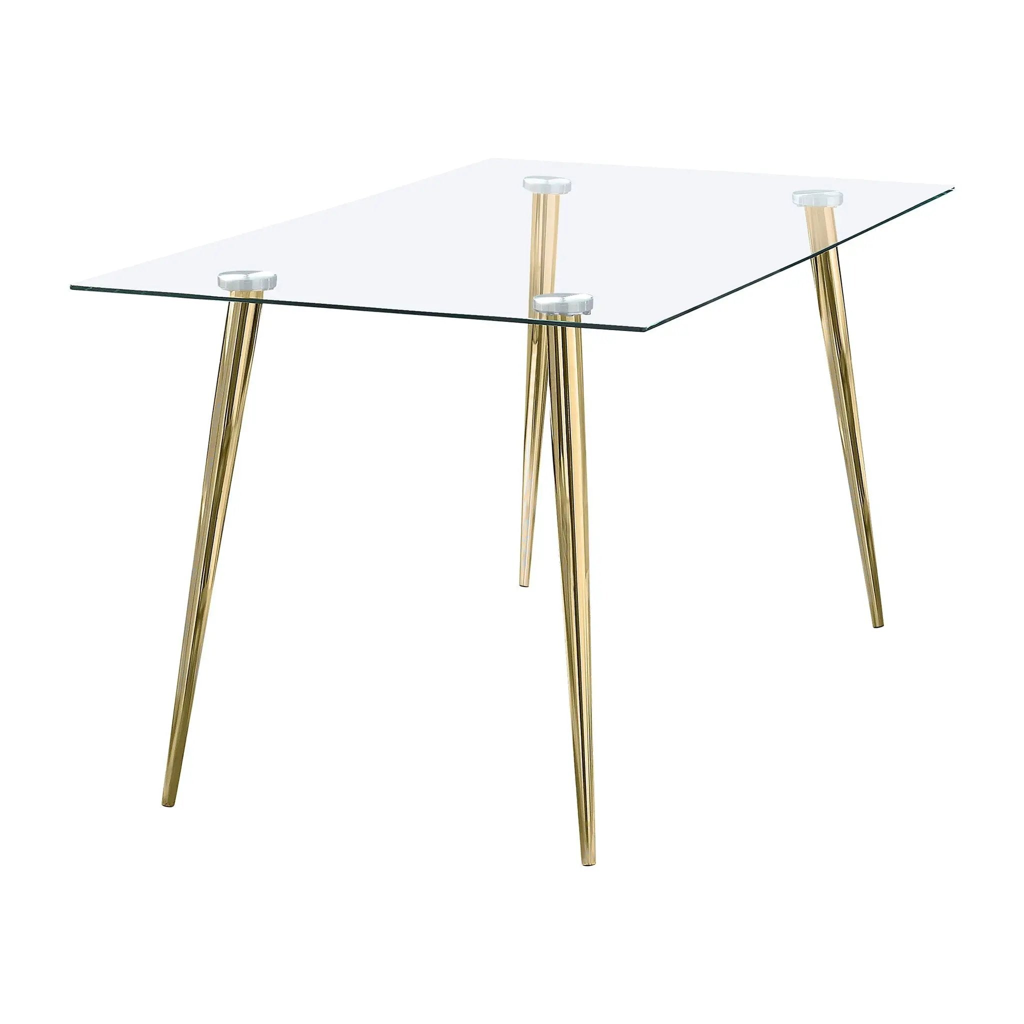 Gilman Rectangular 64-inch Glass Top Dining Table Gold by Unique Piece Furniture