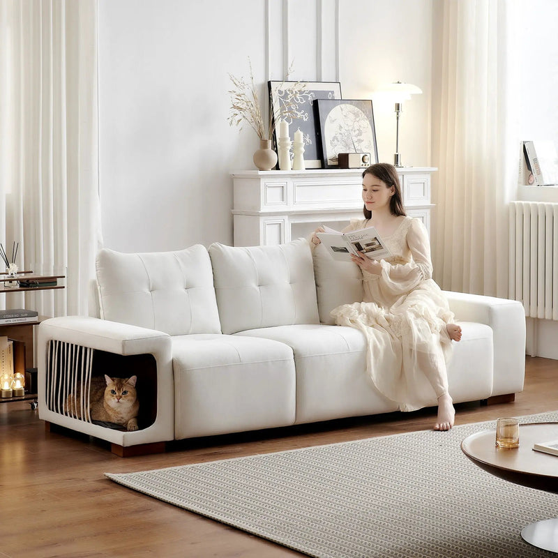 3 Seater Sofa Couch For Living Room, Modern Couches For Small Space, Cat Nest Sofa, For Cat Friendly, Comfy Couch With Waterproof And Cat Scratch Resistant Fabric by HouseOfZazla