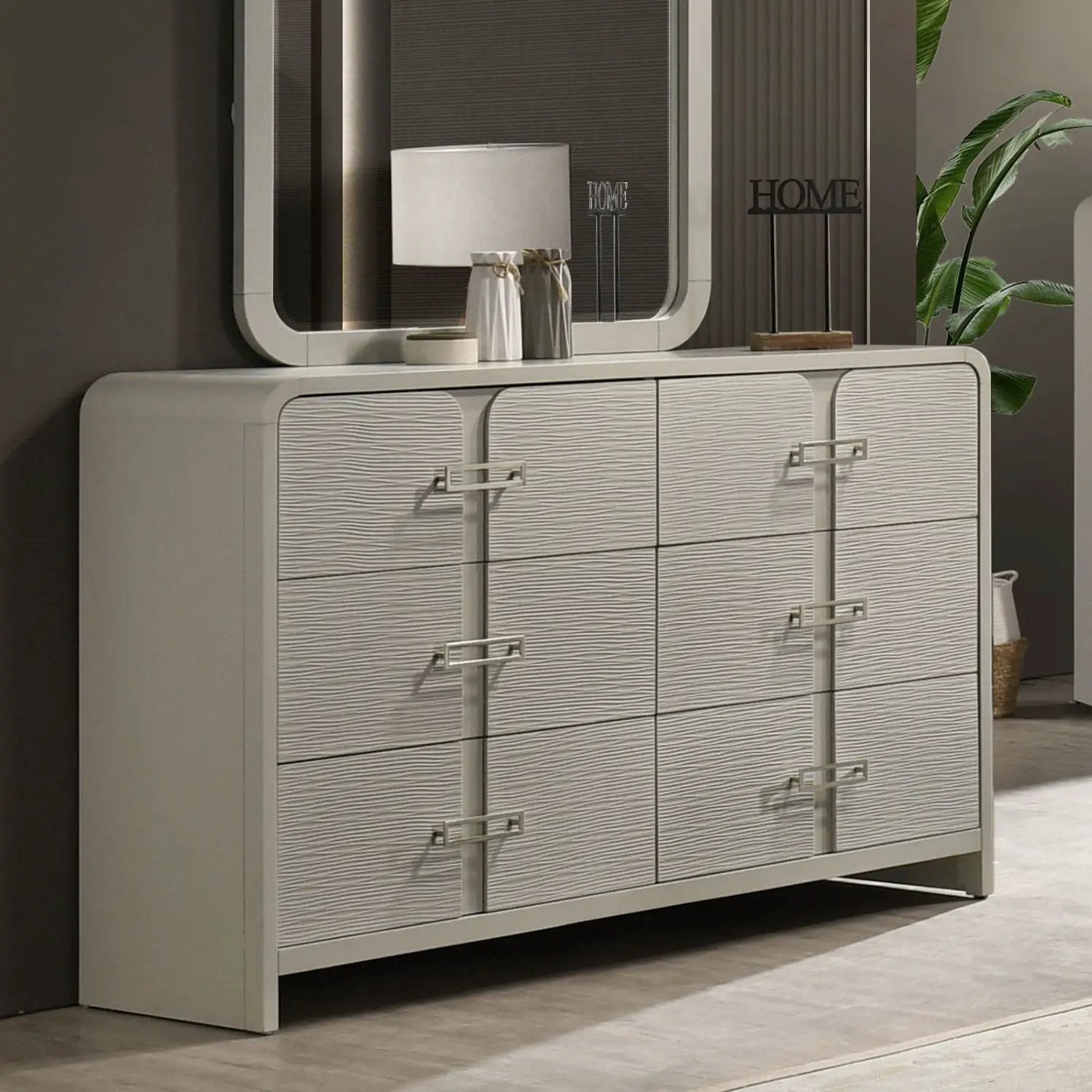 Aria - 6 Drawer Dresser - Beige by HouseOfZazla