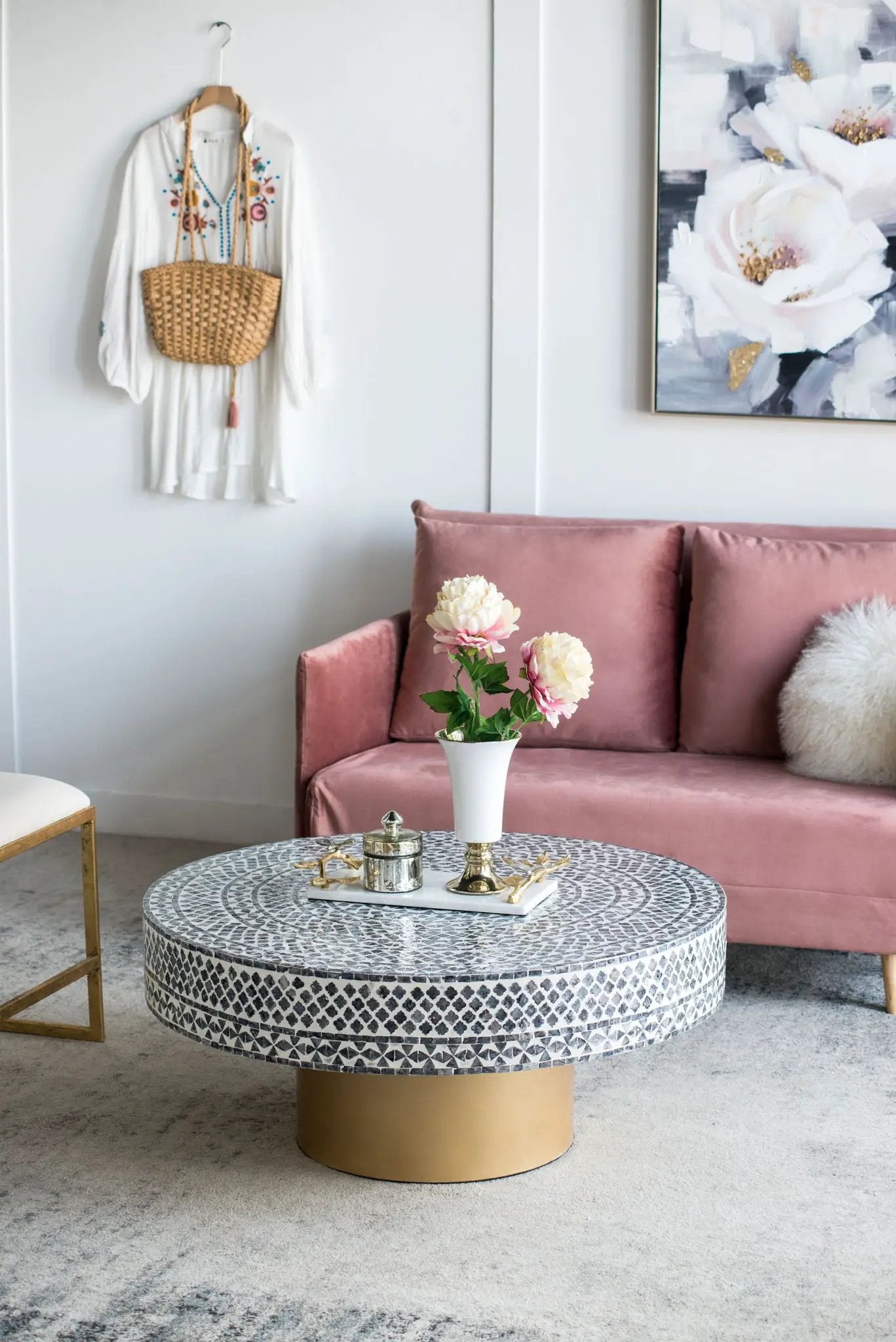 Unique Capiz Coffee Table & Pedestal Base by HouseOfZazla