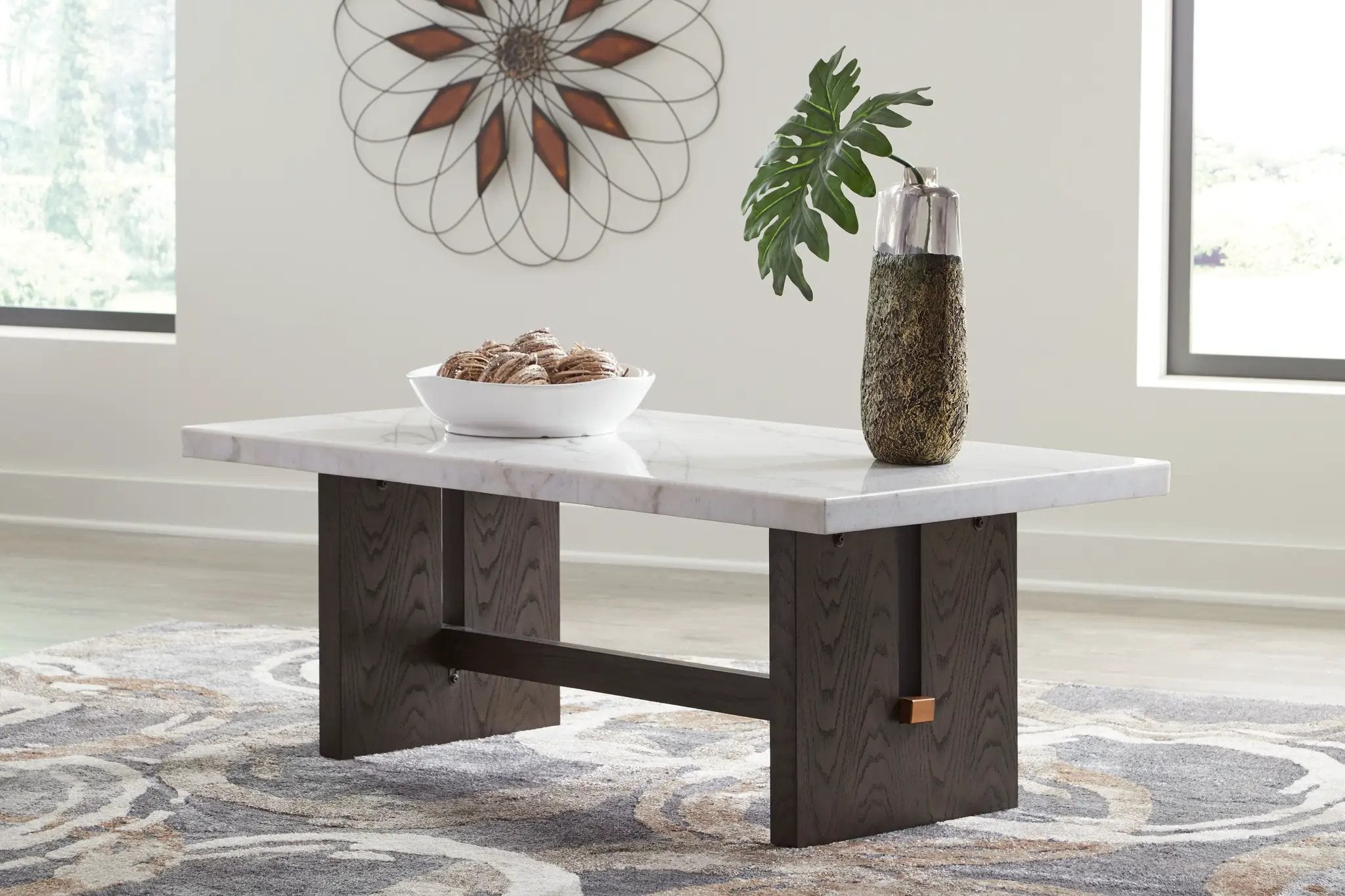 Burkhaus - Rectangular Cocktail Table - White / Dark Brown by Unique Piece Furniture