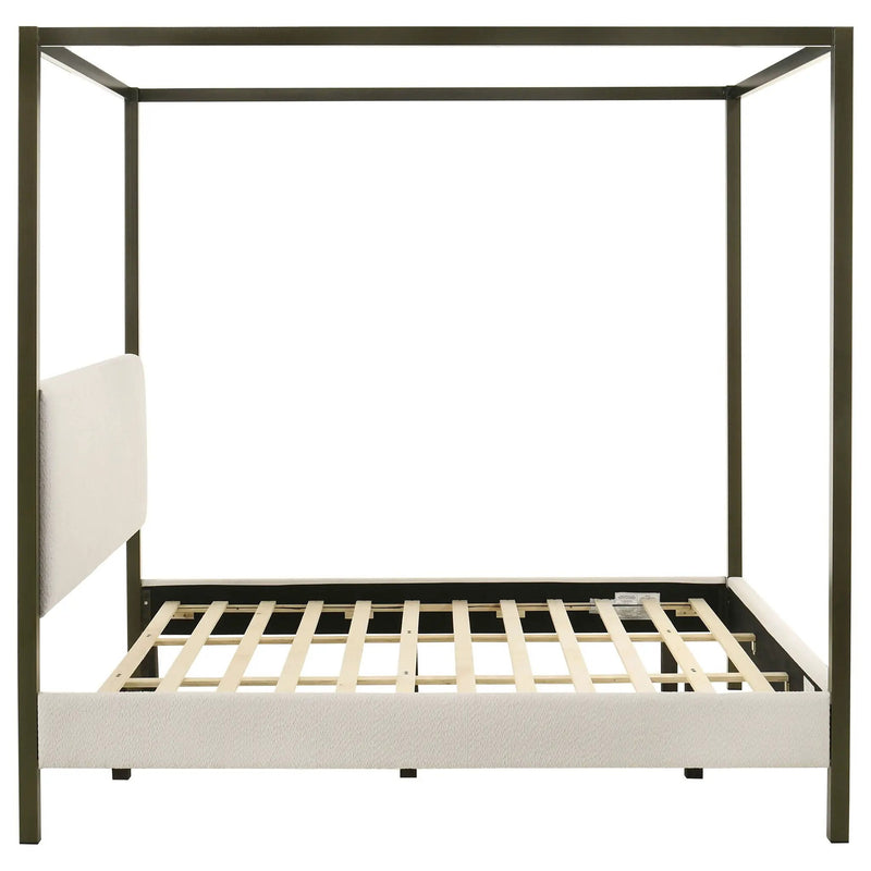 Monroe Upholstered Eastern King Canopy Bed Vanilla by Unique Piece Furniture