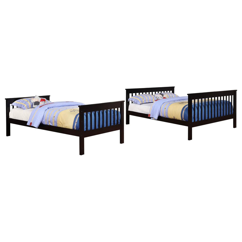 Chapman Wood Twin Over Full Bunk Bed Black by Unique Piece Furniture