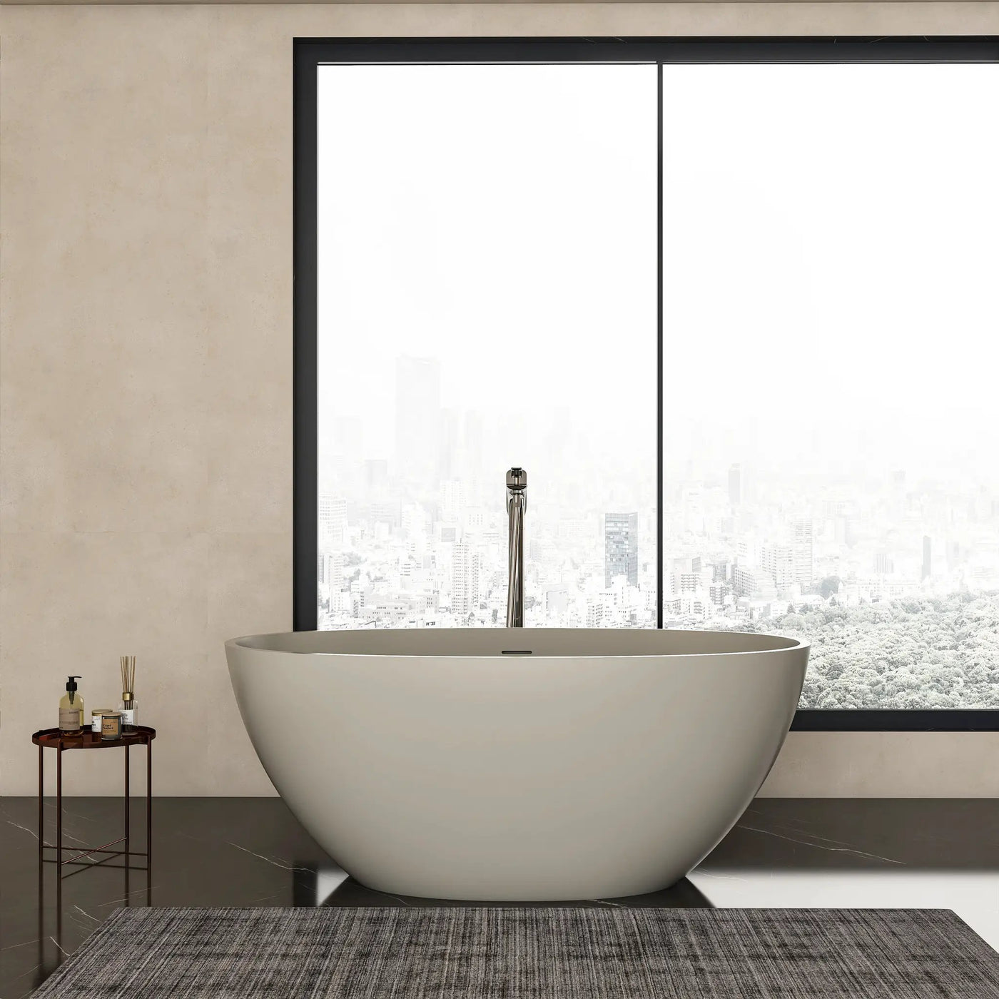 55 Inch Freestanding Solid Surface Soaking Bathtub by HouseOfZazla