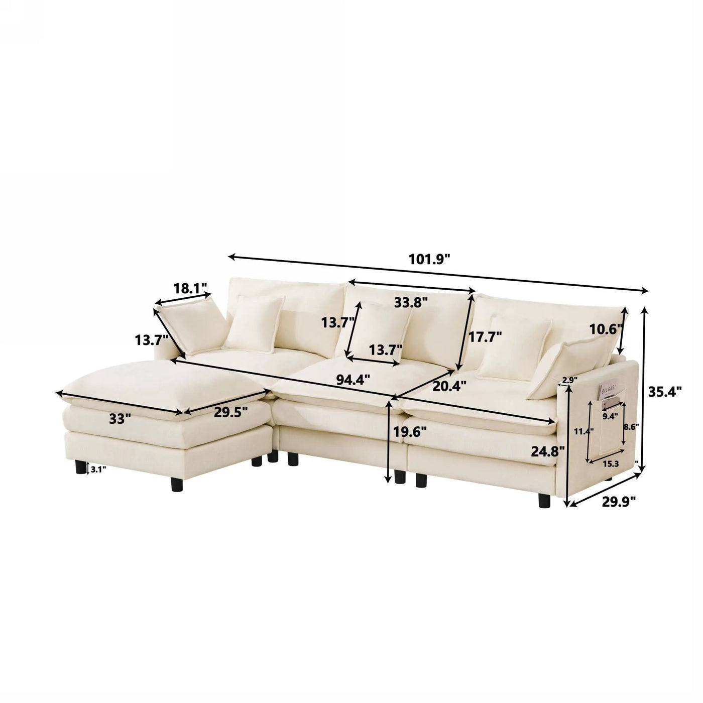 Sofa With Modular Design by HouseOfZazla