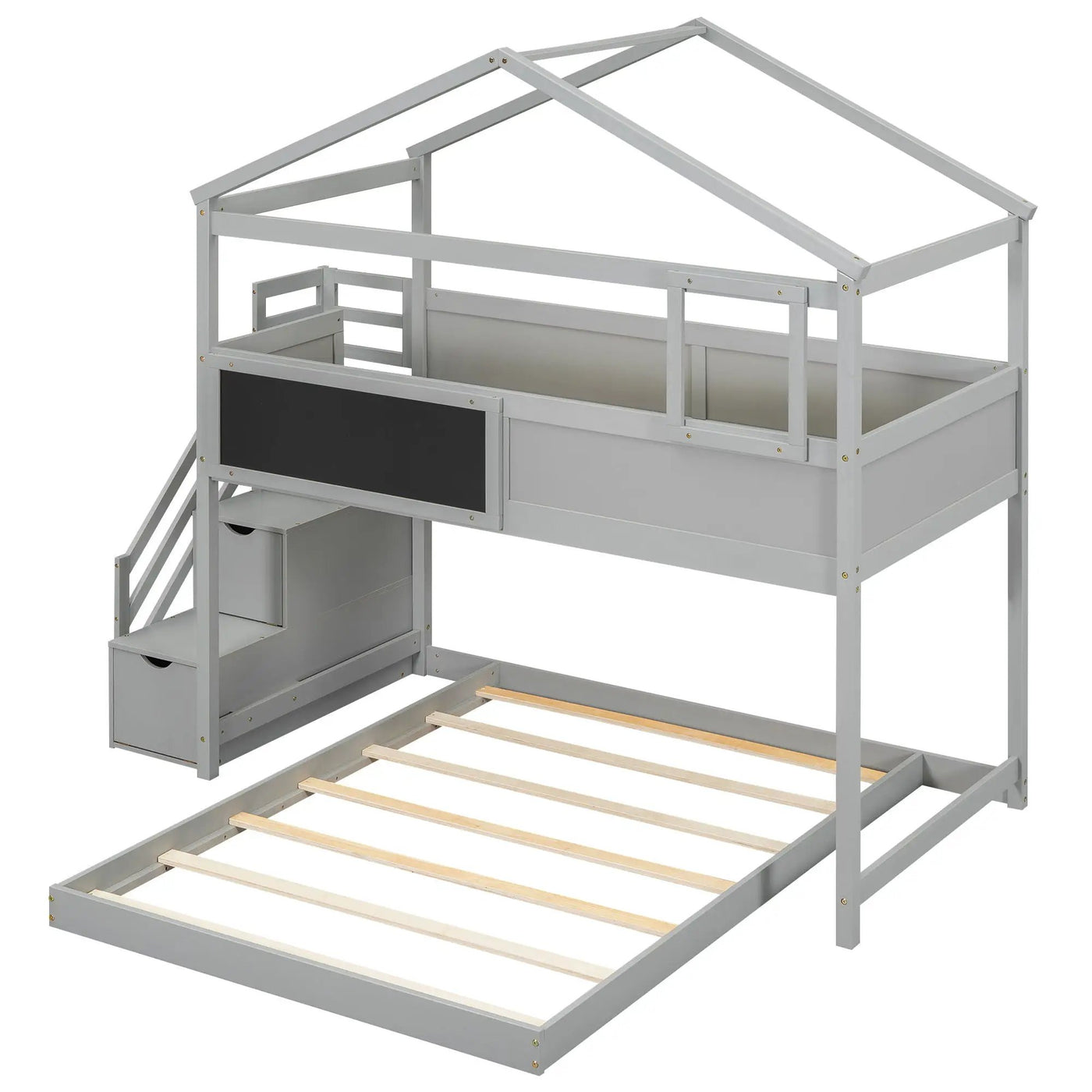 House Style Bunk Bed With Storage Staircase And board by HouseOfZazla