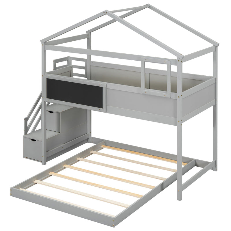 House Style Bunk Bed With Storage Staircase And board by HouseOfZazla