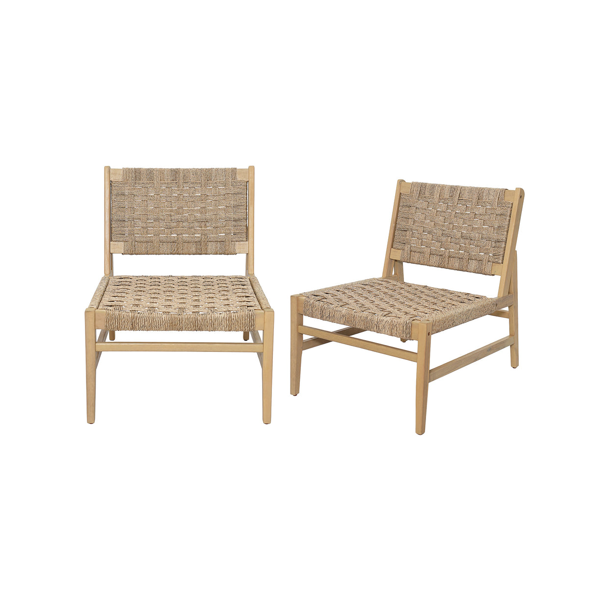 Acacia Wood Patio Club Chair with Wicker - Light Brown or Light Grey, photo 3 of 10