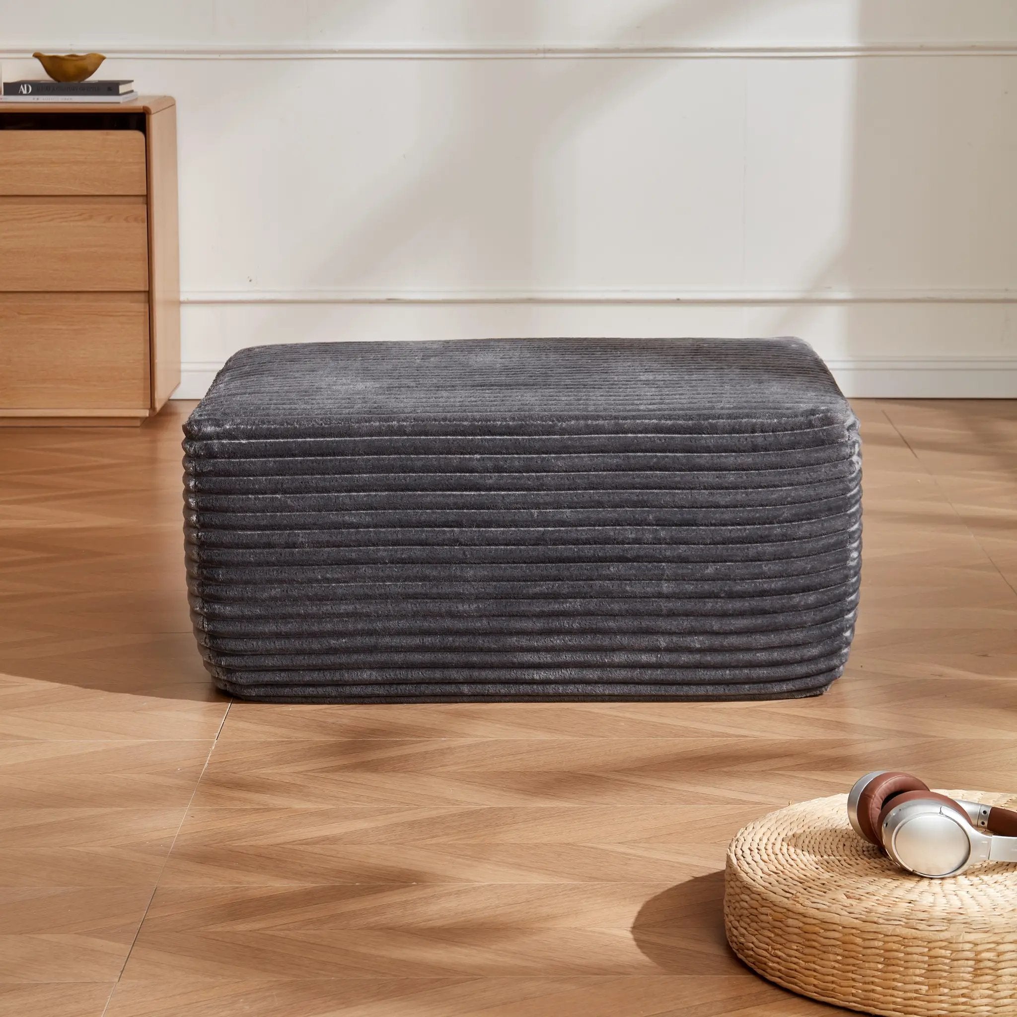 Grey Plush Ottoman by HouseOfZazla